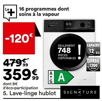 Promoties Lave-linge hublot signature slf1243wbp-ane - Signature - Geldig van 26/03/2024 tot 22/04/2024 bij But