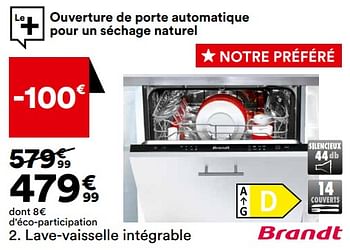 Promoties Lave-vaisselle intégrable brandt bdj424db - Brandt - Geldig van 26/03/2024 tot 22/04/2024 bij But