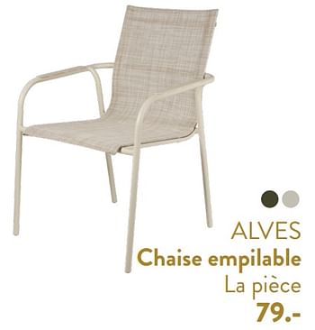 Promotions Alves chaise empilable - Produit maison - Casa - Valide de 29/02/2024 à 25/09/2024 chez Casa