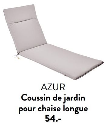 Promotions Azur coussin de jardin pour chaise longue - Produit maison - Casa - Valide de 29/02/2024 à 25/09/2024 chez Casa