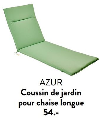 Promoties Azur coussin de jardin pour chaise longue - Huismerk - Casa - Geldig van 29/02/2024 tot 25/09/2024 bij Casa