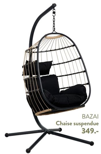 Promotions Bazai chaise suspendue - Produit maison - Casa - Valide de 29/02/2024 à 25/09/2024 chez Casa