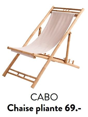 Promoties Cabo chaise pliante - Huismerk - Casa - Geldig van 29/02/2024 tot 25/09/2024 bij Casa