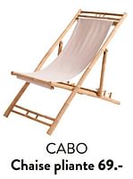Promotions Cabo chaise pliante - Produit maison - Casa - Valide de 29/02/2024 à 25/09/2024 chez Casa