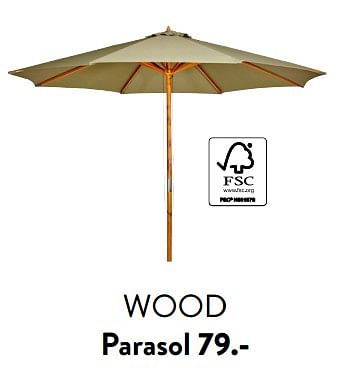 Promotions Wood parasol - Produit maison - Casa - Valide de 29/02/2024 à 25/09/2024 chez Casa