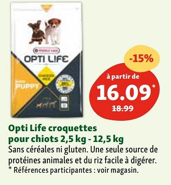 Promotions Opti life croquettes pour chiots - Versele-Laga - Valide de 03/04/2024 à 08/04/2024 chez Maxi Zoo