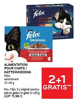 Promotions Alimentation pour chats felix 2+1 gratis - Purina - Valide de 27/03/2024 à 09/04/2024 chez Alvo