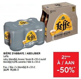 Promotions Bière d’abbaye leffe 2ième à -50% - Leffe - Valide de 27/03/2024 à 09/04/2024 chez Alvo