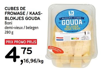 Promotions Cubes de fromage boni - Boni - Valide de 27/03/2024 à 09/04/2024 chez Alvo