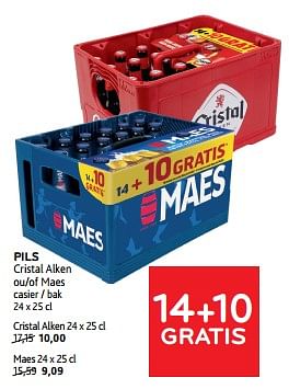 Promotions Pils cristal alken ou maes 14+10 gratis - Produit maison - Alvo - Valide de 27/03/2024 à 09/04/2024 chez Alvo