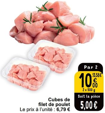 Promotions Cubes de filet de poulet - Produit maison - Cora - Valide de 02/04/2024 à 08/04/2024 chez Cora