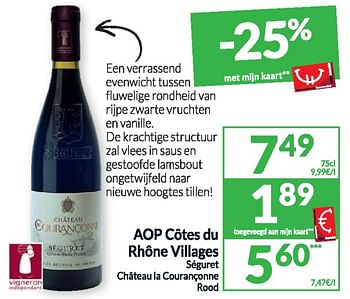 Promoties Aop cétes du rhéne villages séguret chateau la courangonne rood - Rode wijnen - Geldig van 02/04/2024 tot 07/04/2024 bij Intermarche