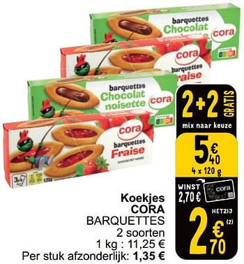 Promoties Koekjes cora barquettes - Huismerk - Cora - Geldig van 02/04/2024 tot 08/04/2024 bij Cora