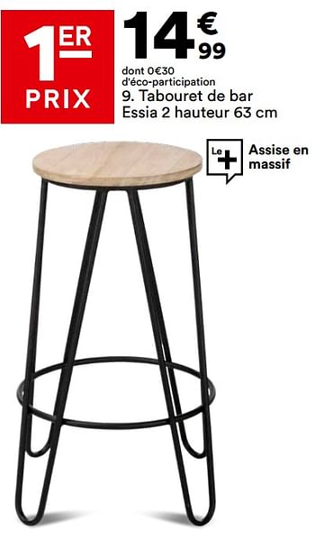 Promotions Tabouret de bar essia 2 hauteur - Produit Maison - But - Valide de 26/03/2024 à 22/04/2024 chez But