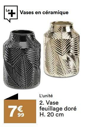 Promoties Vase feuillage doré - Huismerk - But - Geldig van 26/03/2024 tot 22/04/2024 bij But