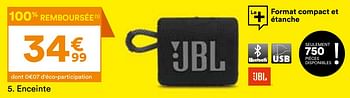 Promoties Enceinte jbl go3blk - JBL - Geldig van 26/03/2024 tot 22/04/2024 bij But