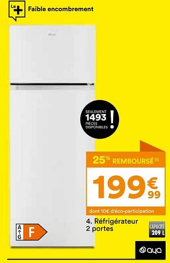 Promoties Réfrigérateur 2 portes aya afd2103 - Aya - Geldig van 26/03/2024 tot 22/04/2024 bij But