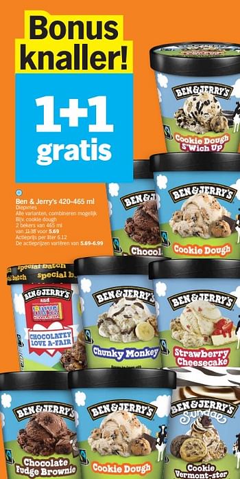 Promoties Ben + jerry`s cookie dough - Ben&Jerry's - Geldig van 02/04/2024 tot 07/04/2024 bij Albert Heijn