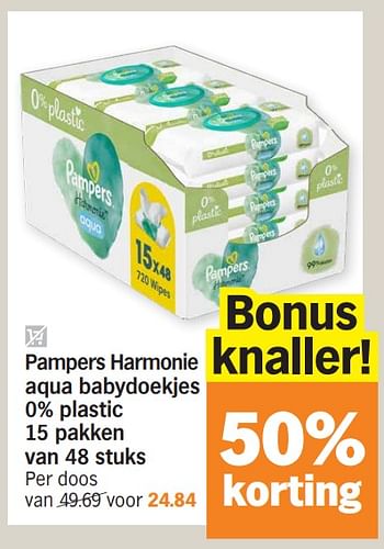 Promoties Pampers harmonie aqua babydoekjes 0% plastic - Pampers - Geldig van 02/04/2024 tot 07/04/2024 bij Albert Heijn