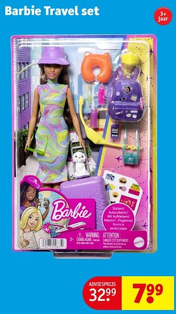 Promoties Barbie travel set - Mattel - Geldig van 02/04/2024 tot 07/04/2024 bij Kruidvat