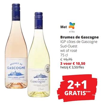Promoties Brumes de gascogne igp côtes de gascogne sud-ouest wit - Witte wijnen - Geldig van 28/03/2024 tot 10/04/2024 bij Spar (Colruytgroup)