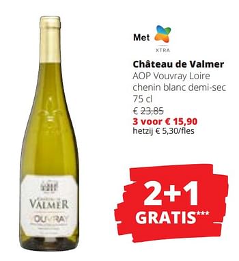 Promoties Château de valmer aop vouvray loire chenin blanc demi-sec - Witte wijnen - Geldig van 28/03/2024 tot 10/04/2024 bij Spar (Colruytgroup)