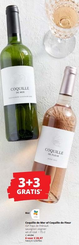 Promoties Coquille de mer of coquille de fleur igp pays de l`hérault sauvignon viognier wit - Witte wijnen - Geldig van 28/03/2024 tot 10/04/2024 bij Spar (Colruytgroup)