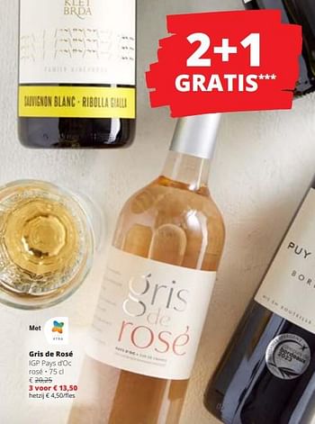 Promoties Gris de rosé igp pays d’oc rosé - Rosé wijnen - Geldig van 28/03/2024 tot 10/04/2024 bij Spar (Colruytgroup)