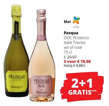 Promoties Pasqua doc prosecco italië treviso wit of rosé - Schuimwijnen - Geldig van 28/03/2024 tot 10/04/2024 bij Spar (Colruytgroup)