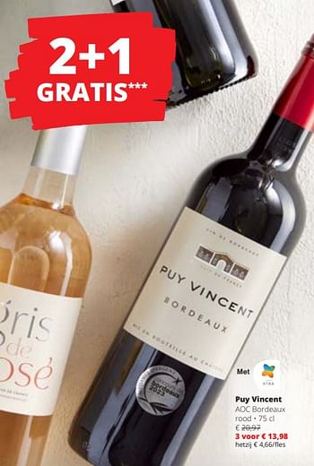 Promoties Puy vincent aoc bordeaux rood - Rode wijnen - Geldig van 28/03/2024 tot 10/04/2024 bij Spar (Colruytgroup)