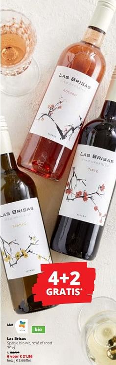 Promoties Las Brisas Spanje bio wit, rosé of rood - Witte wijnen - Geldig van 28/03/2024 tot 10/04/2024 bij Spar (Colruytgroup)