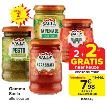 Promoties Saus arrabbiata - Sacla - Geldig van 03/04/2024 tot 09/04/2024 bij Carrefour