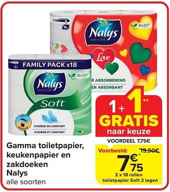 Promoties Toiletpapier soft 2 lagen - Nalys - Geldig van 03/04/2024 tot 09/04/2024 bij Carrefour
