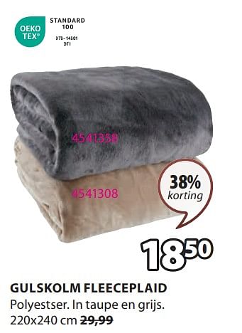 Promoties Gulskolm fleeceplaid - Huismerk - Jysk - Geldig van 01/04/2024 tot 07/04/2024 bij Jysk