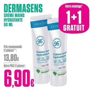 Promotions Crème mains hydratante - Dermasens - Valide de 28/03/2024 à 07/04/2024 chez Medi-Market