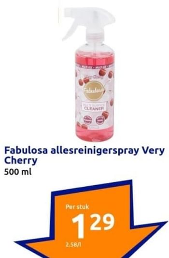 Promoties Fabulosa allesreinigerspray very cherry - Fabulosa - Geldig van 03/04/2024 tot 09/04/2024 bij Action
