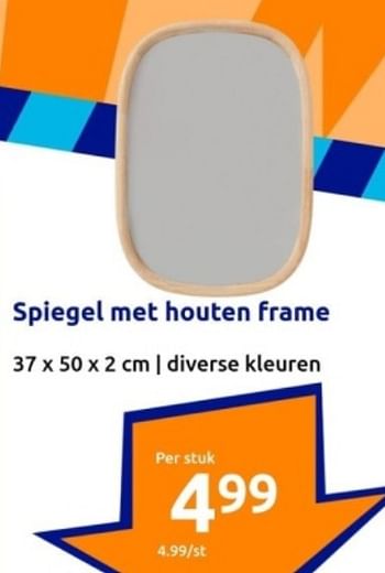 Promoties Spiegel met houten frame - Huismerk - Action - Geldig van 03/04/2024 tot 09/04/2024 bij Action