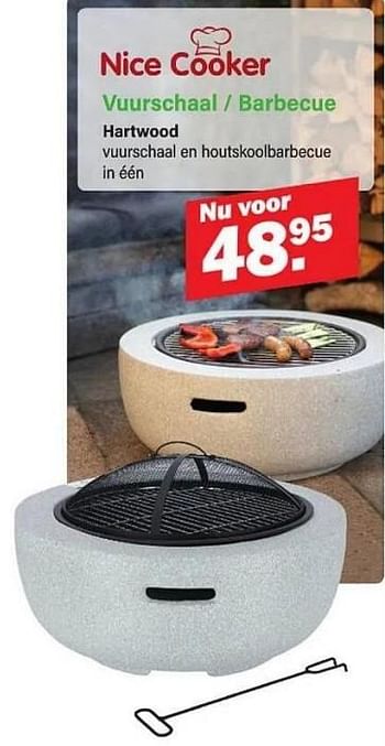 Promotions Nice cooker vuurschaal barbecue hartwood - Nice Cooker - Valide de 01/04/2024 à 20/04/2024 chez Van Cranenbroek