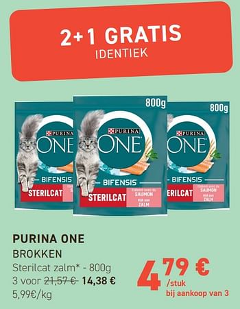 Promoties Purina one brokken sterilcat zalm - Purina - Geldig van 03/04/2024 tot 14/04/2024 bij Tom&Co
