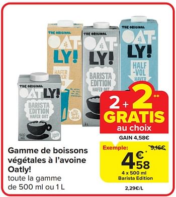 Promotions Barista edition - Oatly - Valide de 03/04/2024 à 09/04/2024 chez Carrefour