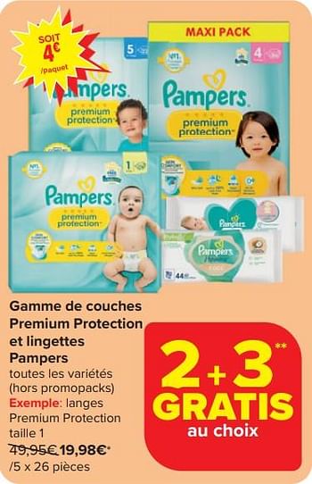 Promotions Langes premium protection taille 1 - Pampers - Valide de 03/04/2024 à 09/04/2024 chez Carrefour