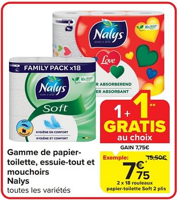 Promotions Papier-toilette soft 2 plis - Nalys - Valide de 03/04/2024 à 09/04/2024 chez Carrefour