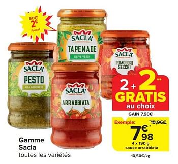 Promotions Sauce arrabbiata - Sacla - Valide de 03/04/2024 à 09/04/2024 chez Carrefour