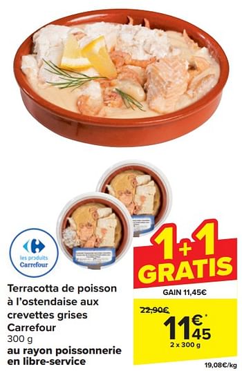 Promotions Terracotta de poisson à l’ostendaise aux crevettes grises carrefour - Produit maison - Carrefour  - Valide de 03/04/2024 à 09/04/2024 chez Carrefour