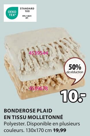 Promotions Bonderose plaid en tissu molletonné - Produit Maison - Jysk - Valide de 01/04/2024 à 07/04/2024 chez Jysk