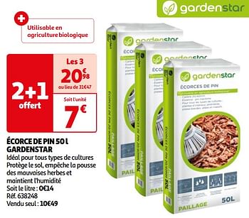 Promotions Écorce de pin gardenstar - GardenStar - Valide de 03/04/2024 à 14/04/2024 chez Auchan Ronq