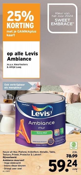 Promoties Ambiance muurverf - Levis - Geldig van 03/04/2024 tot 09/04/2024 bij Gamma