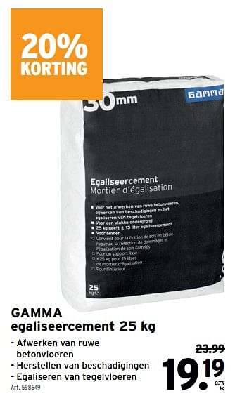 Promoties Gamma egaliseercement - Huismerk - Gamma - Geldig van 03/04/2024 tot 09/04/2024 bij Gamma