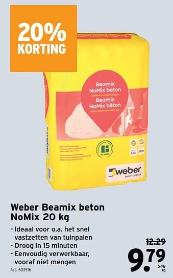 Promoties Weber beamix beton nomix - Weber - Geldig van 03/04/2024 tot 09/04/2024 bij Gamma