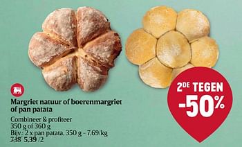 Promoties Margriet natuur of boerenmargriet of pan patata - Huismerk - Delhaize - Geldig van 04/04/2024 tot 10/04/2024 bij Delhaize